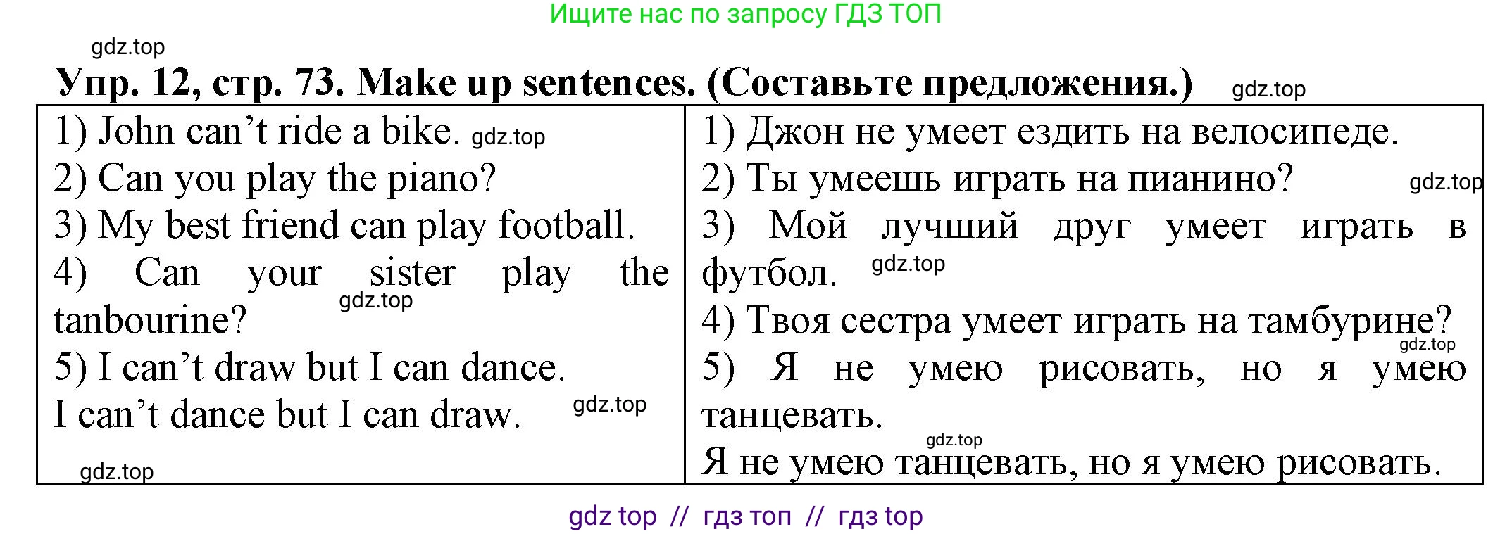 Английский язык (english), 2 класс Сборник упражнений, автор: Котова Марина Петровна, издательство Просвещение, Москва, 2023, белого цвета, страница 73, номер 12, Решение