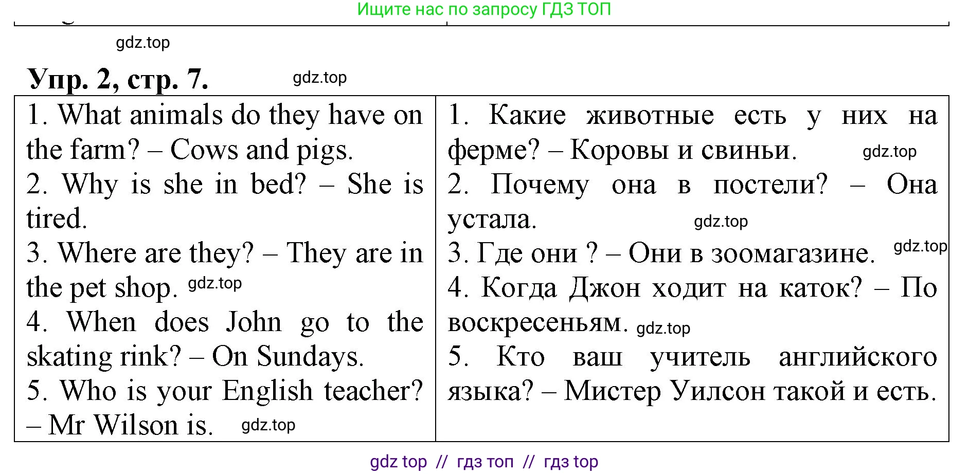 Английский язык (english), 4 класс Контрольные работы, авторы: Афанасьева Ольга Васильевна (Afanasyeva Olga), Михеева Ирина Владимировна (Mikheeva Irina), Баранова Ксения Михайловна (Baranova Ksenia), издательство Просвещение, Москва, 2016 - 2023, сиреневого цвета, страница 7, номер 2, Решение