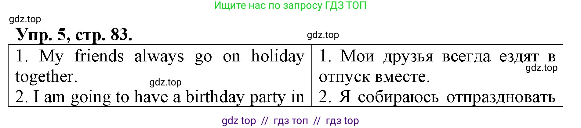Английский язык (english), 4 класс Контрольные работы, авторы: Афанасьева Ольга Васильевна (Afanasyeva Olga), Михеева Ирина Владимировна (Mikheeva Irina), Баранова Ксения Михайловна (Baranova Ksenia), издательство Просвещение, Москва, 2016 - 2023, сиреневого цвета, страница 83, номер 5, Решение