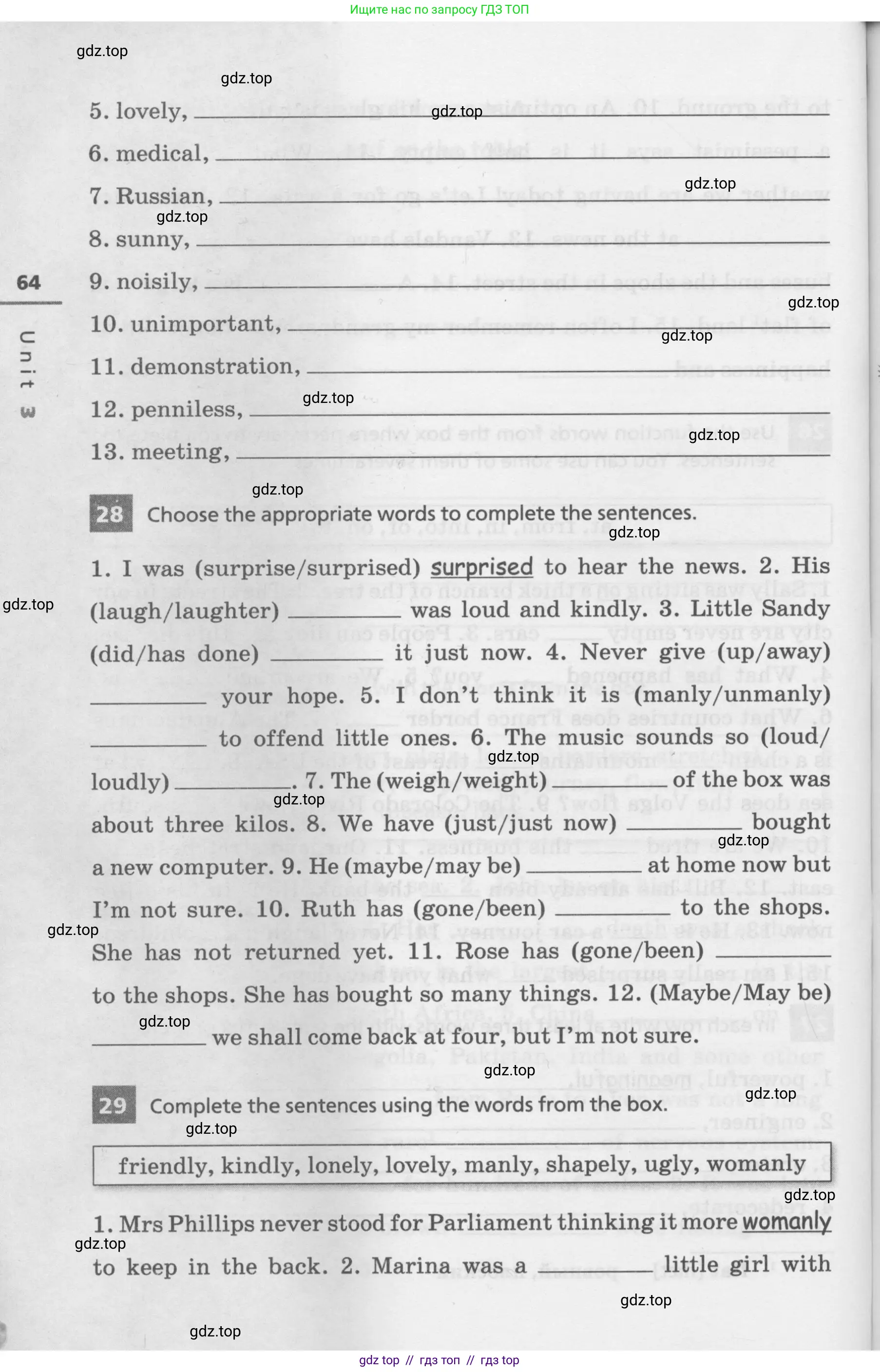 Английский язык (english), 7 класс Лексико-грамматический практикум, авторы: Афанасьева Ольга Васильевна (Afanasyeva Olga), Михеева Ирина Владимировна (Mikheeva Irina), Баранова Ксения Михайловна (Baranova Ksenia), издательство Просвещение, Москва, 2016, белого цвета, страница 64