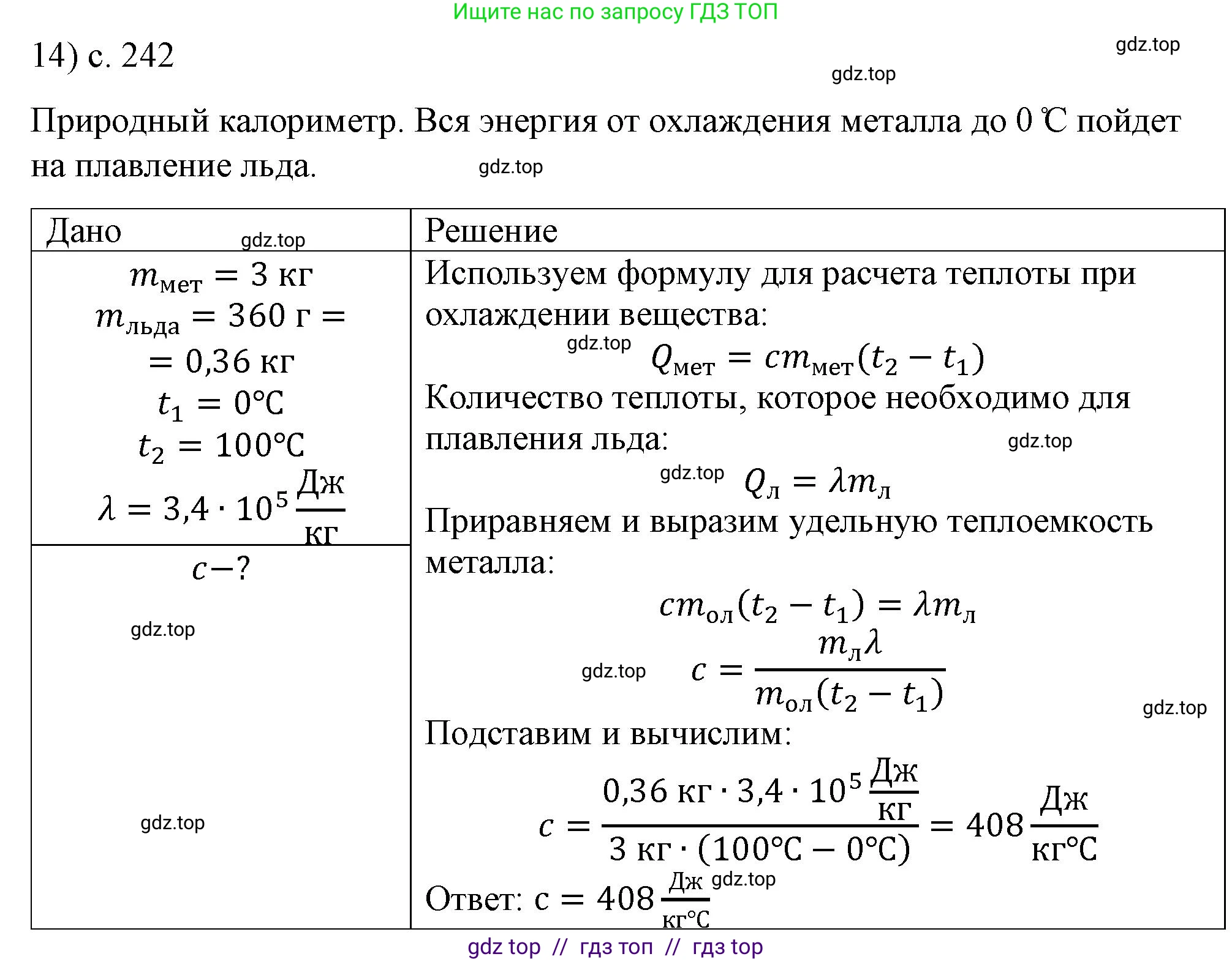 Физика, 8 класс Учебник, автор: Пёрышкин И М, издательство Просвещение, Москва, 2023, белого цвета, страница 242, номер 14, Решение 1
