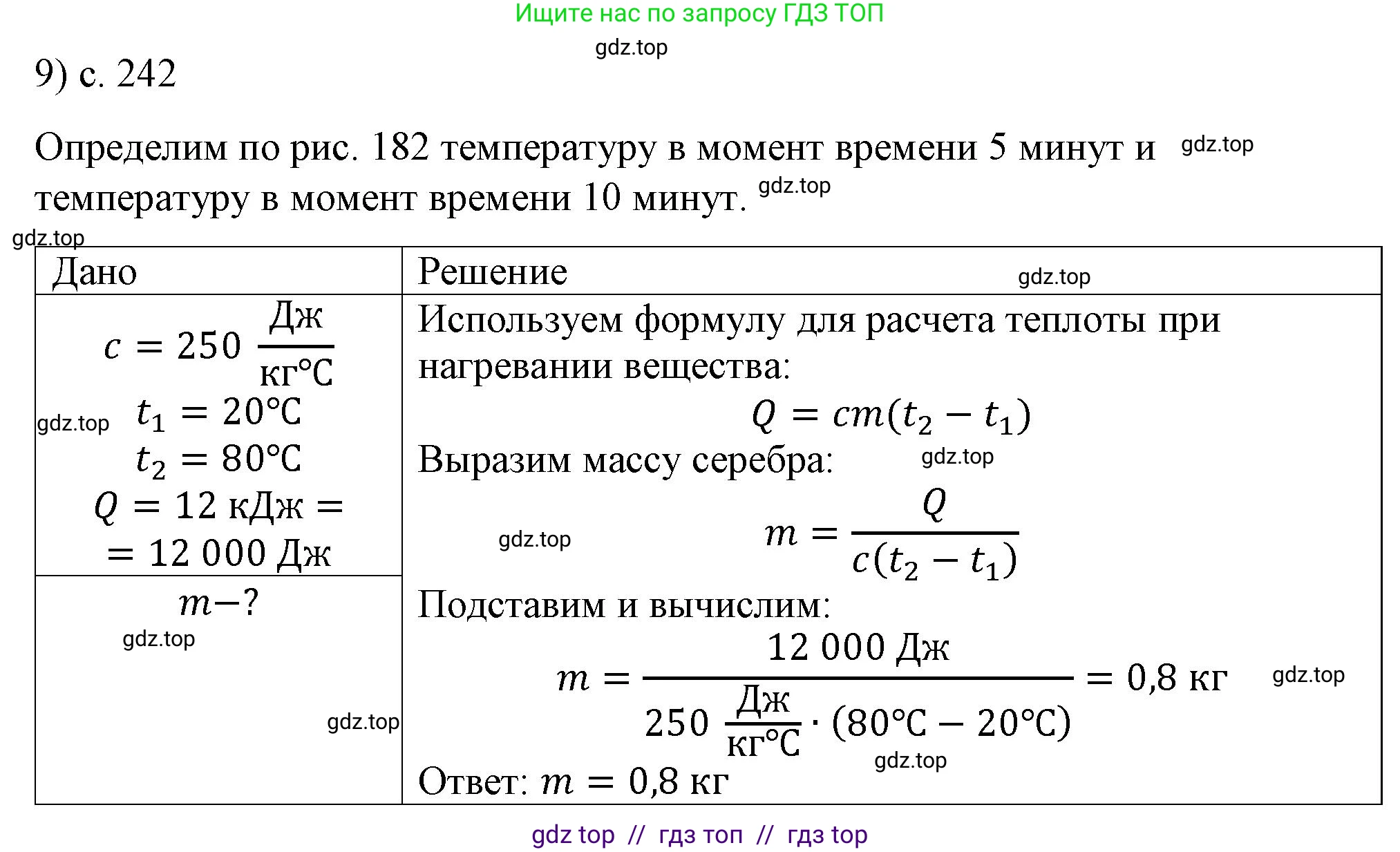 Физика, 8 класс Учебник, автор: Пёрышкин И М, издательство Просвещение, Москва, 2023, белого цвета, страница 242, номер 9, Решение 1