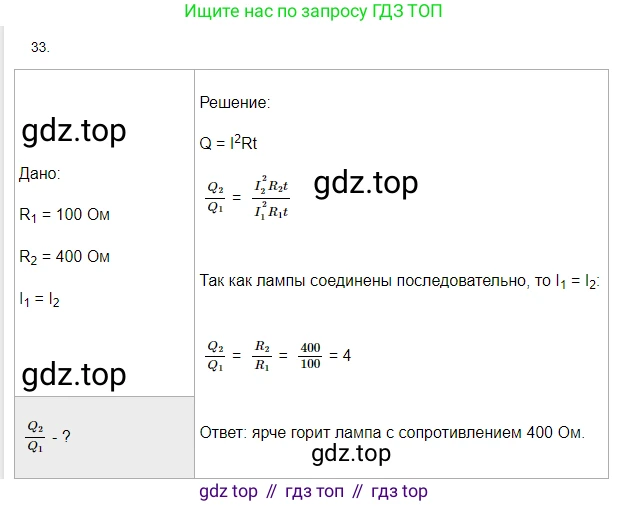 Физика, 8 класс Учебник, автор: Пёрышкин И М, издательство Просвещение, Москва, 2023, белого цвета, страница 245, номер 33, Решение 3