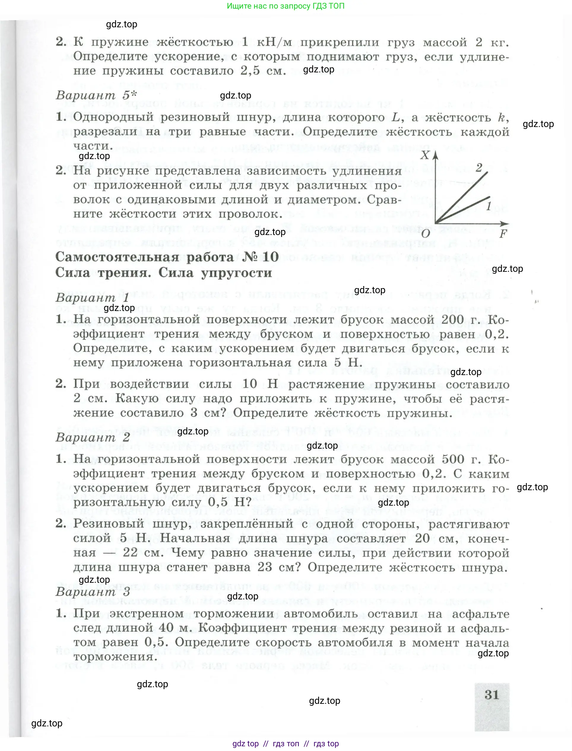 Физика, 10 класс Самостоятельные и контрольные работы, авторы: Ерюткин Евгений Сергеевич, Ерюткина Светлана Григорьевна, издательство Просвещение, Москва, 2018, оранжевого цвета, страница 31