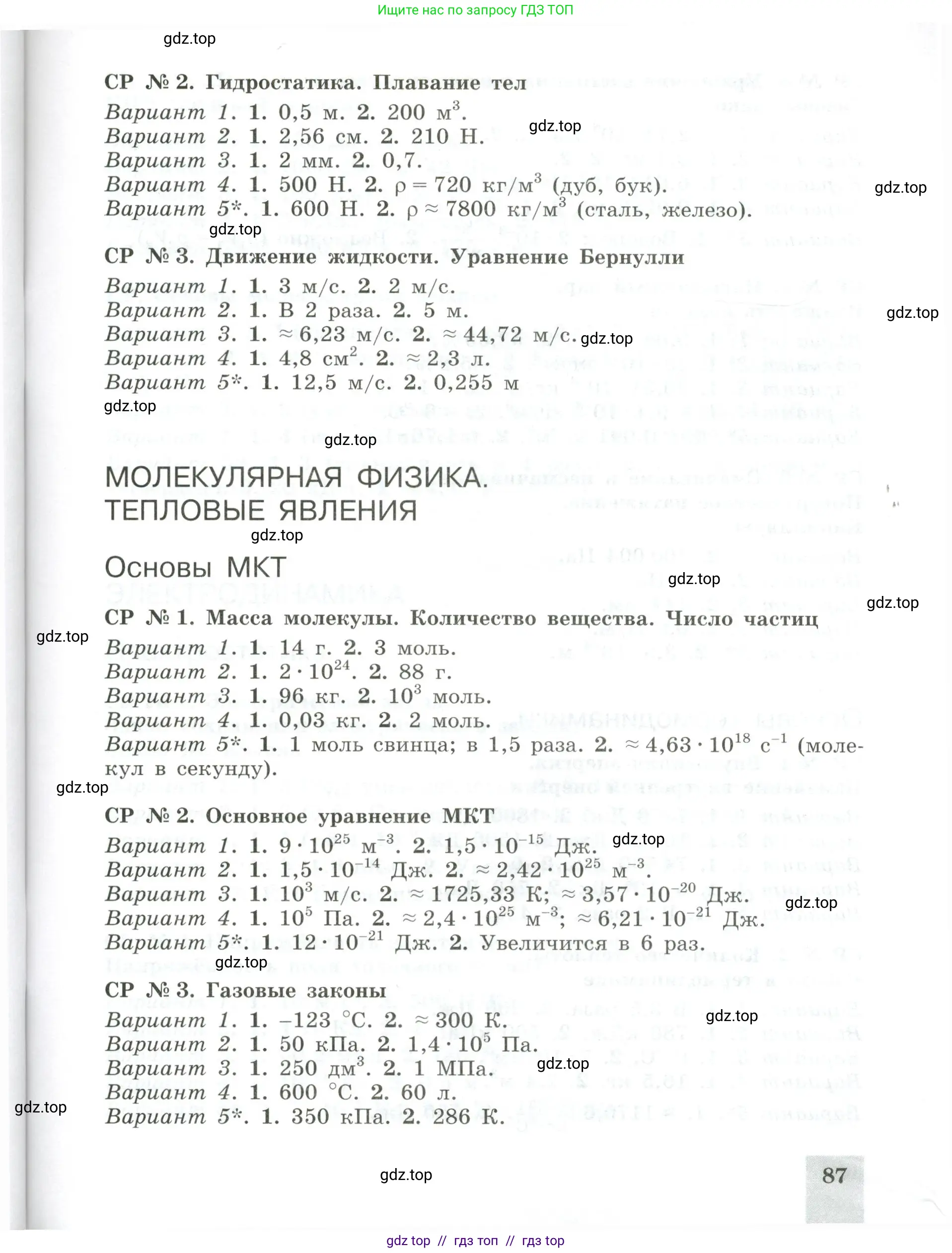 Физика, 10 класс Самостоятельные и контрольные работы, авторы: Ерюткин Евгений Сергеевич, Ерюткина Светлана Григорьевна, издательство Просвещение, Москва, 2018, оранжевого цвета, страница 87