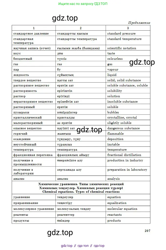 Химия, 8 класс Учебник, авторы: Оспанова Мейрамкуль Кабылбековна, Аухадиева Кырмызы Сейсенбековна, Белоусова Татьяна Геннадьевна, издательство Мектеп, Алматы, 2018, радужного цвета, страница 207