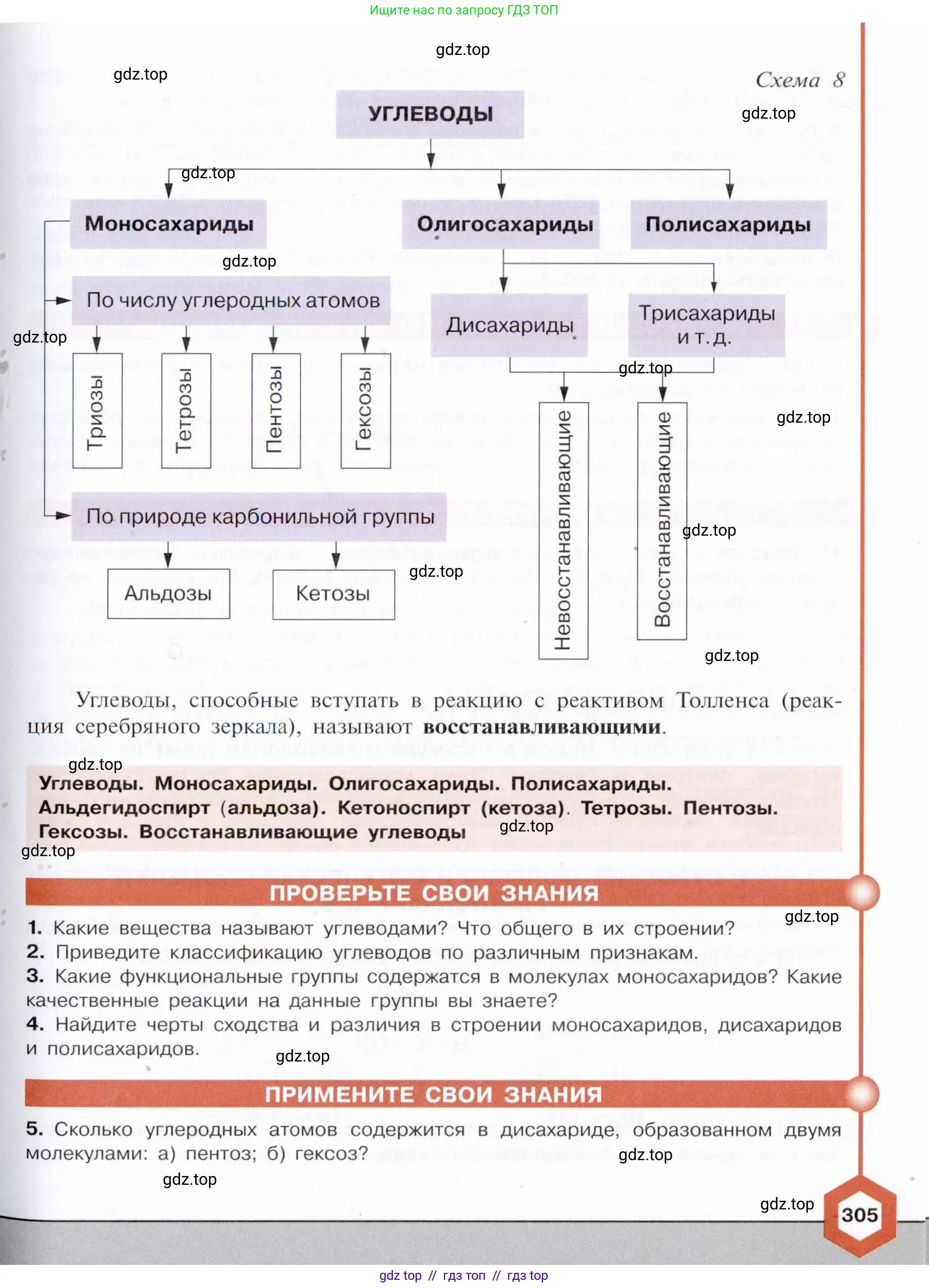 Химия, 10 класс Учебник, авторы: Габриелян Олег Саргисович, Остроумов Игорь Геннадьевич, Сладков Сергей Анатольевич, издательство Просвещение, Москва, 2021, белого цвета, страница 305
