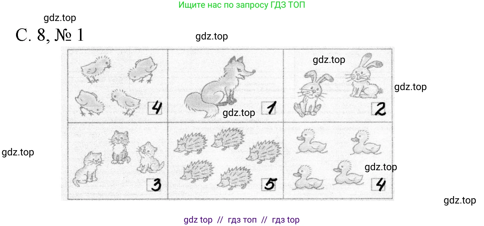 Математика, 1 класс Проверочные работы, автор: Волкова Светлана Ивановна, издательство Просвещение, Москва, 2023, белого цвета, страница 8, номер 1, Решение