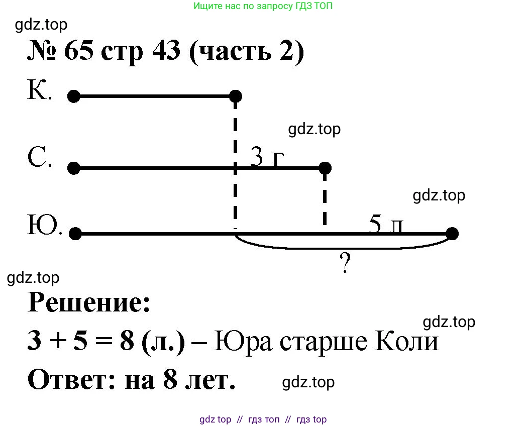 Математика, 2 класс рабочая тетрадь, авторы: Моро Мария Игнатьевна, Волкова К В, издательство Просвещение, Москва, 2023, белого цвета, Часть 2, страница 43, номер 65, Решение