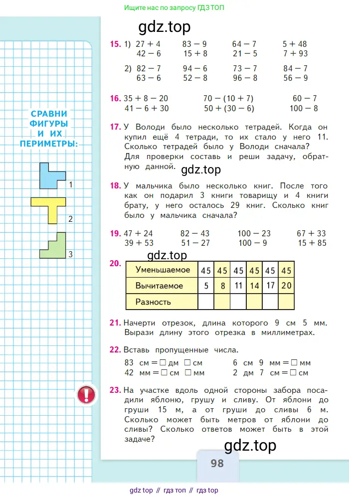 Математика, 2 класс Учебник, авторы: Моро Мария Игнатьевна, Бантова Мария Александровна, Бельтюкова Галина Васильевна, Волкова Светлана Ивановна, Степанова Светлана Вячеславовна, издательство Просвещение, Москва, 2023, белого цвета, Часть 2, страница 98
