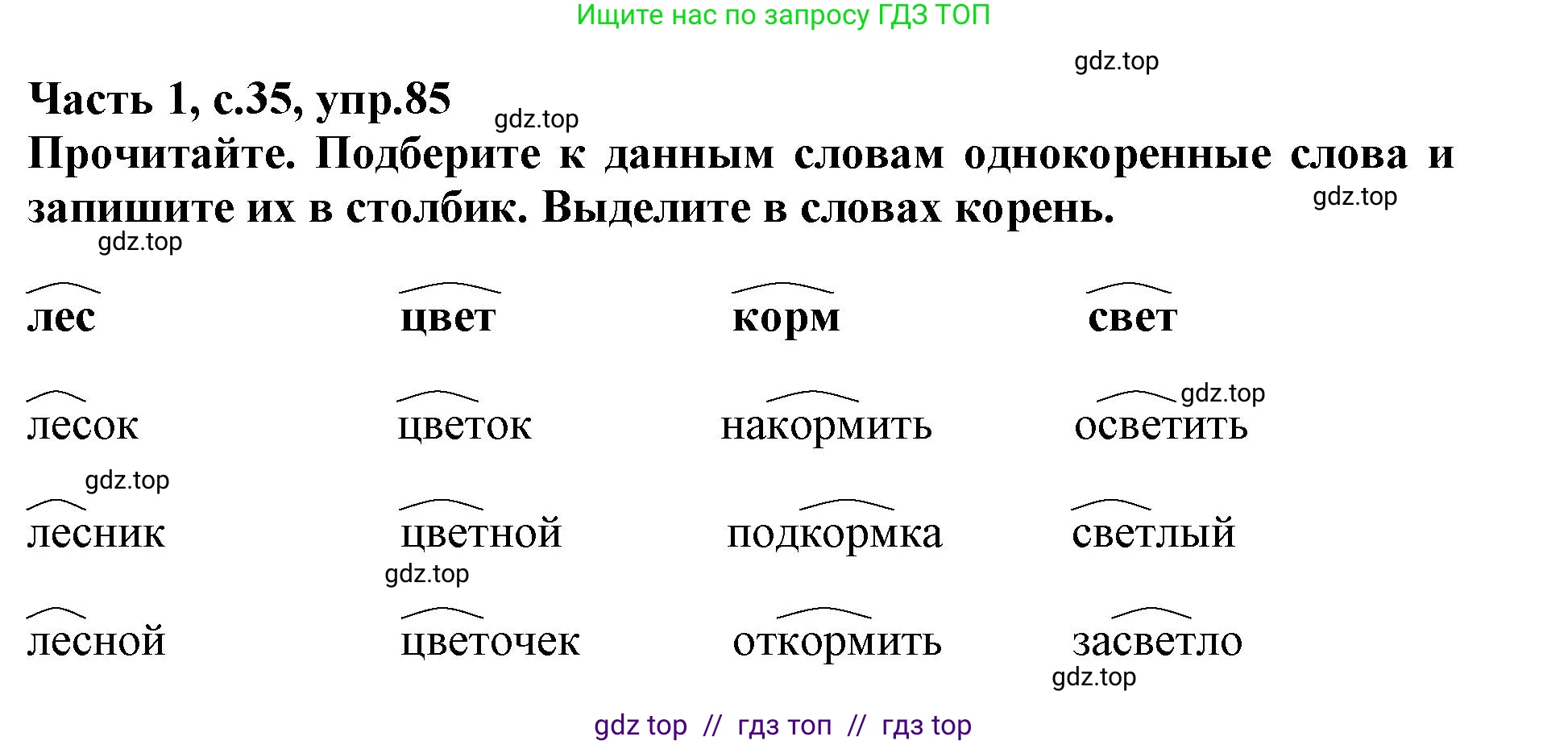 Русский язык, 3 класс рабочая тетрадь, автор: Канакина Валентина Павловна, издательство Просвещение, Москва, 2023, белого цвета, Часть 1, страница 35, номер 85, Решение